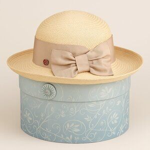 Mayser Fiona Panama Hat M | Beige Straw with Grosgrain Bow